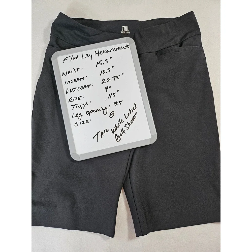 Tail‎ Activewear White Label Black Golf Shorts Size 8 Pull On Performance